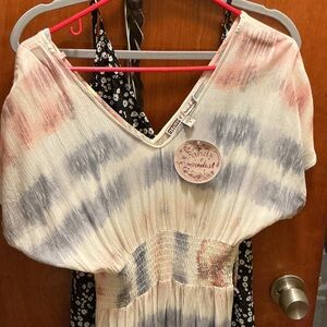 Band of Gypsies Tie-Dye Maxi Dress - Pink, Blue, Cream